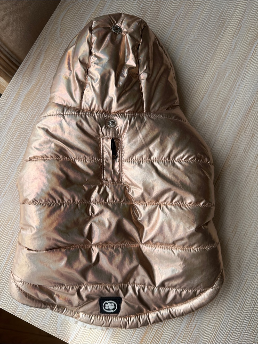 🐶 Brand new Metallic Rose Gold Small Dog Puffer Jacket with Hood🐶